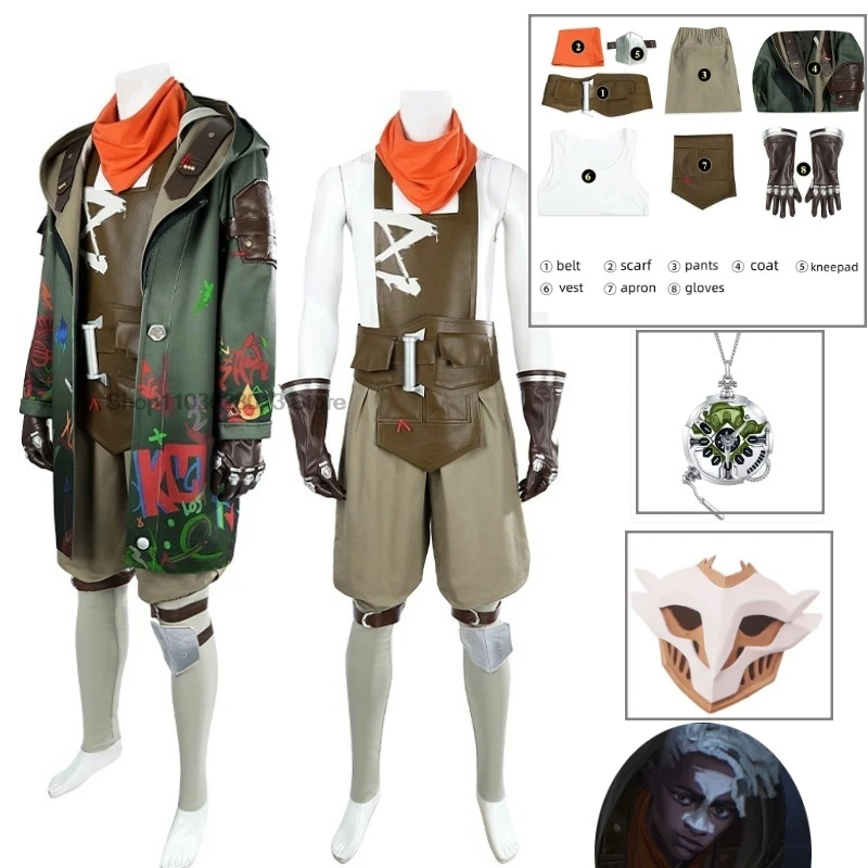 Arcane Anime League Of Legends Game LOL Cosplay Ekko Costume Men Suit Coat Shoes Mask Outfits Halloween Christmas Cos Customized