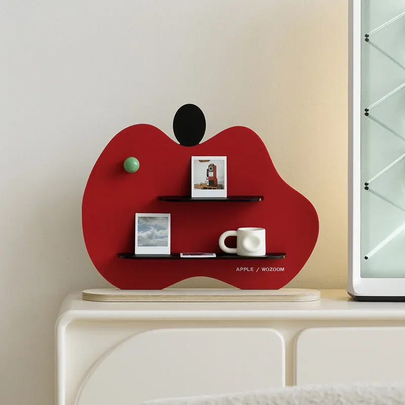 

Apple Shaped Modern Style Desk Clock with Jewelry Storage Shelf Home Living Room Dining Room Decor Ornament Desk Decoration