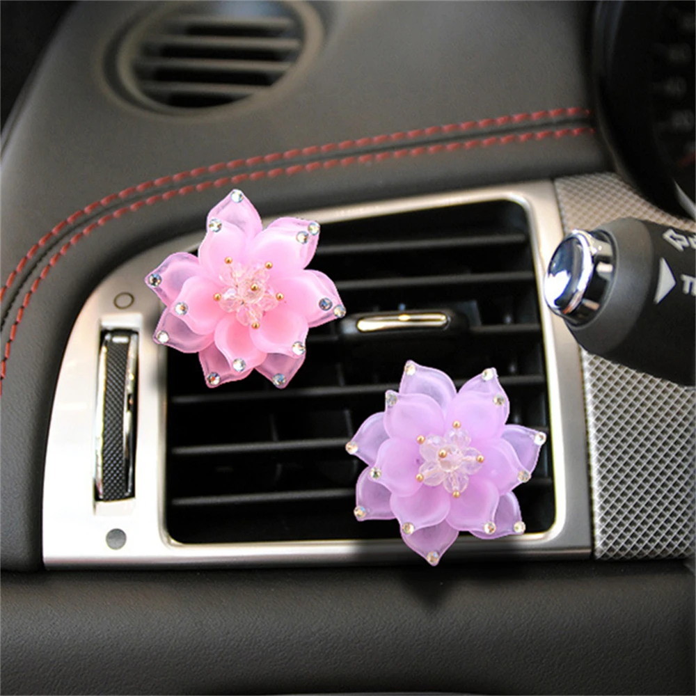 Clip de Perfume para coche, salida de aire de flores, ambientador para coche, difusor de Aroma de flor de melocotón, accesorios de decoración para coche, aire fresco