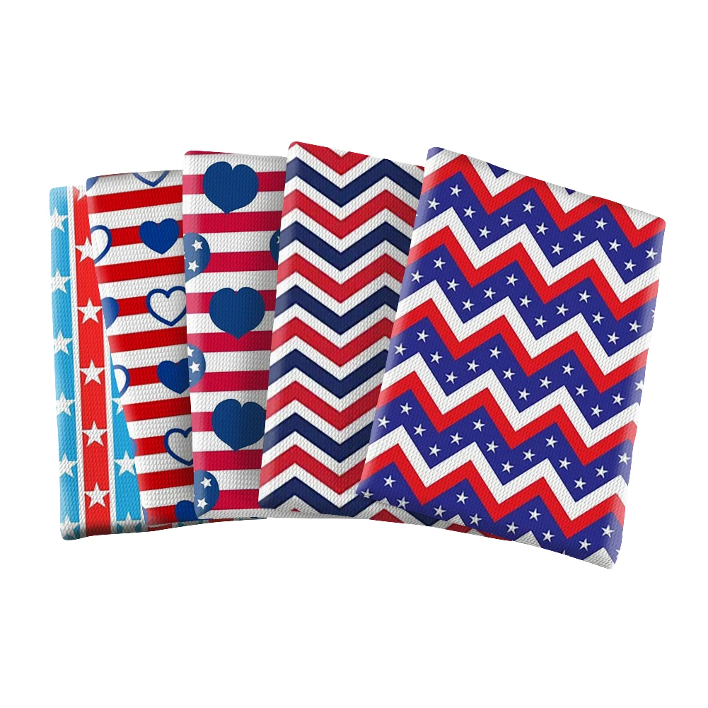 Independence Day USA Blue and Red Stripe Pattern Bullet Textured Liverpool Patchwork Tissue Kids home textile