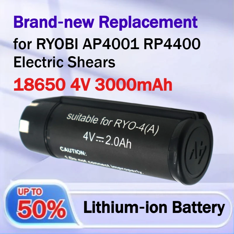 18650 4V 3000mAh Brand‑new Replacement Lithium‑ion Battery for RYOBI AP4001 RP4400 Electric Shears Long‑lasting Battery Life