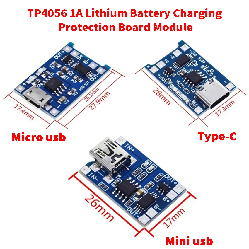 10pcs Micro MINI Type c USB 5V 1A TP4056 Lithium Battery Charger Module Charging Board Equipped with current protection