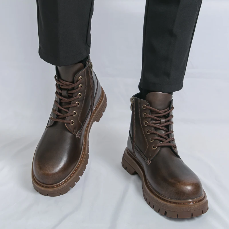 

Winter Classic Men Chelsea Boots Men Casual Lace-up Thick-soled Wear-resistant Business Office Brand Boots Work Boots Men