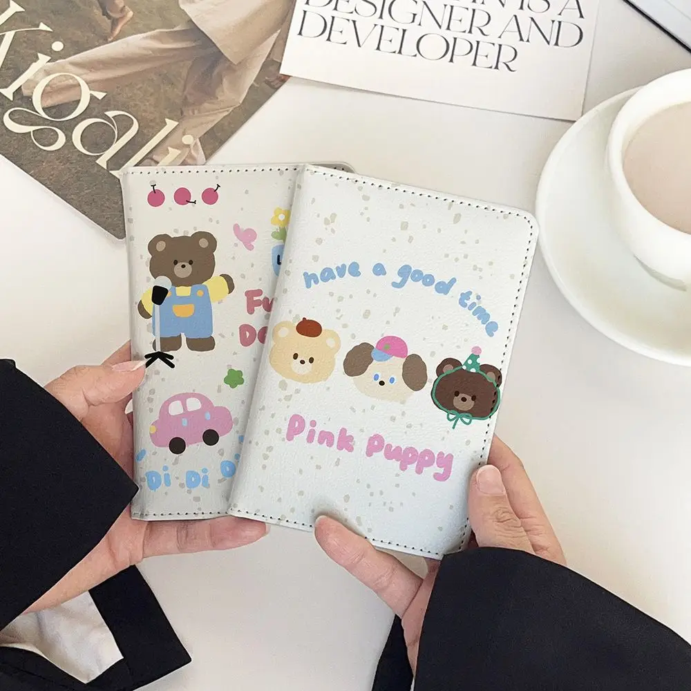 PU Leather Cute Passport Holder Multi-function Ultra-thin Passport Bag Cartoon Credit Card Wallet Portable Travel Accessories