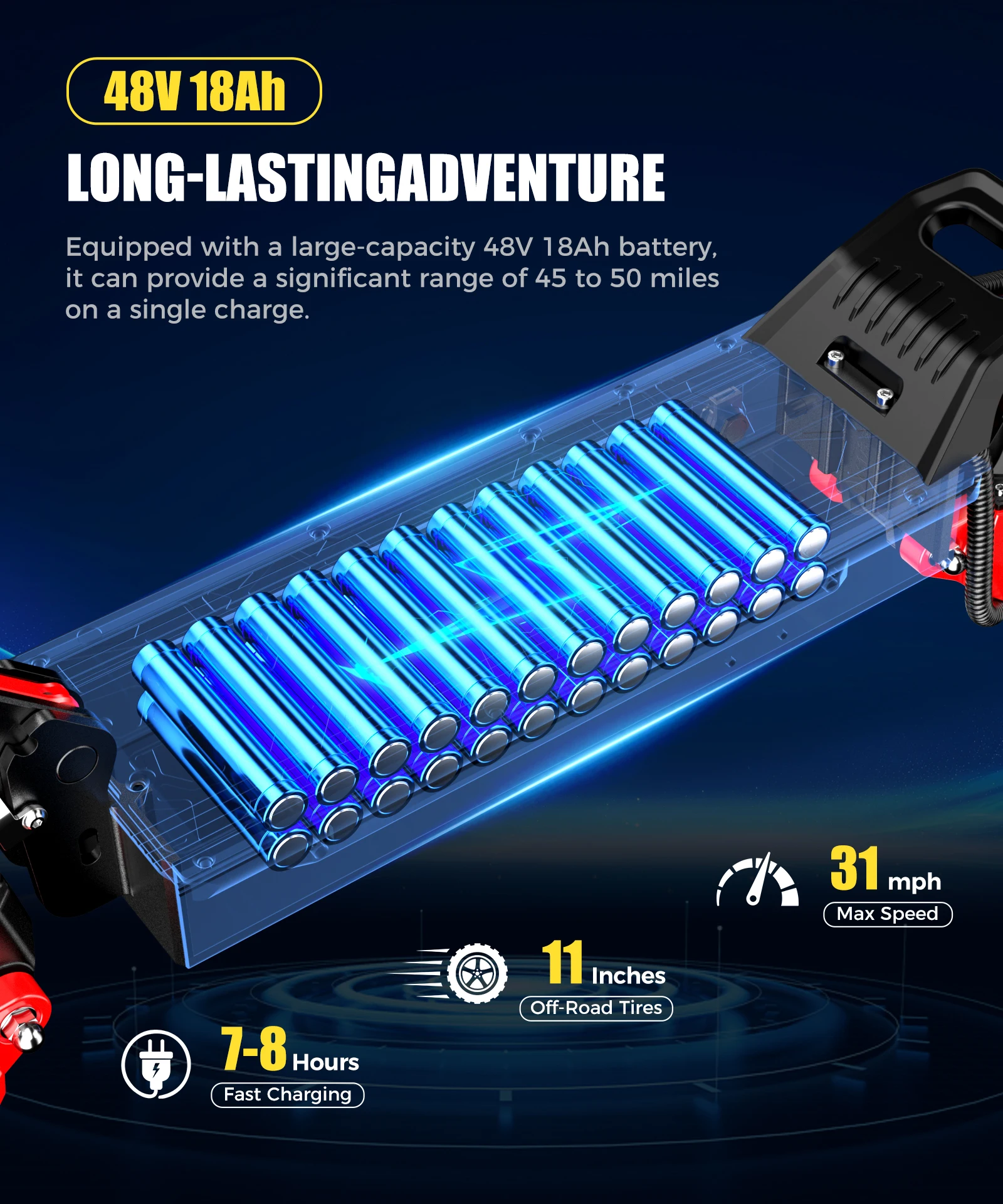 Patinete eléctrico plegable para adultos Freeboy J15Max, con batería de 48 V y 18 Ah, patineta eléctrica, neumáticos de 10 pulgadas.