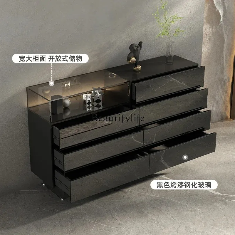 خزانة إيطالية ذات ثمانية دلاء خفيفة فاخرة وشرفة راقية مقابل تخزين الحائط، وتخزين خزانة دلو بجانب السرير