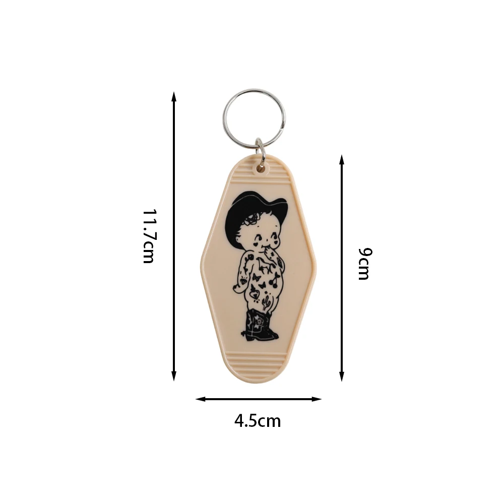 West Cowboy Kewpie مفتاح العلامة الإبداعية شخصية كرتونية الأجهزة الطرفية المفاتيح أزياء الأطفال رسم بسيط البلاستيك Keytag هدية #6