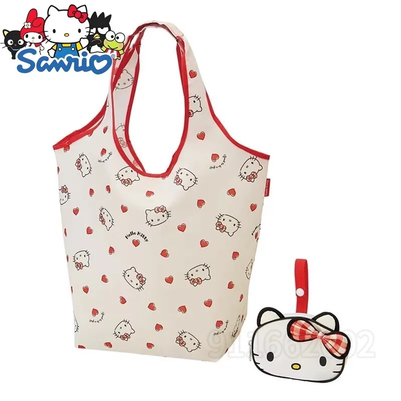 

Hello Kitty New Shoulder Bag Portable Folding Shopping Bag Cartoon Fashion Trend Large Capacity Storage Bag High Quality