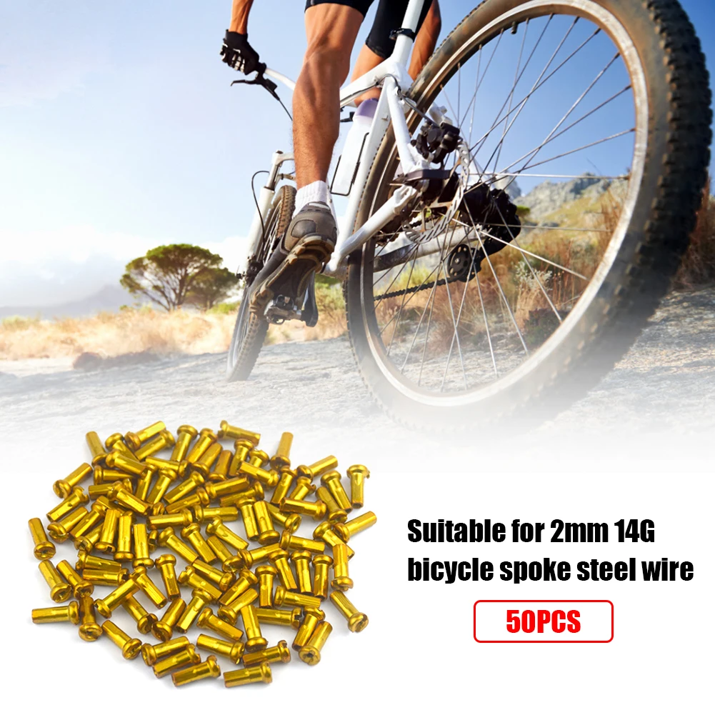 50pcs Mountain Bike Wheel Spoke Nipples for 14G 2mm Spokes MTB Bicycle Parts