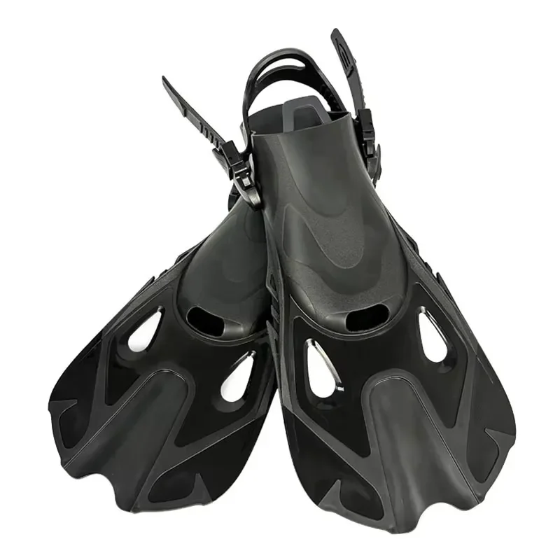 Lightweight Short Adjustable Travel Fins for Swim Pool Training Compact Fit Shorter Blade Open Heel  Diving Snorkeling