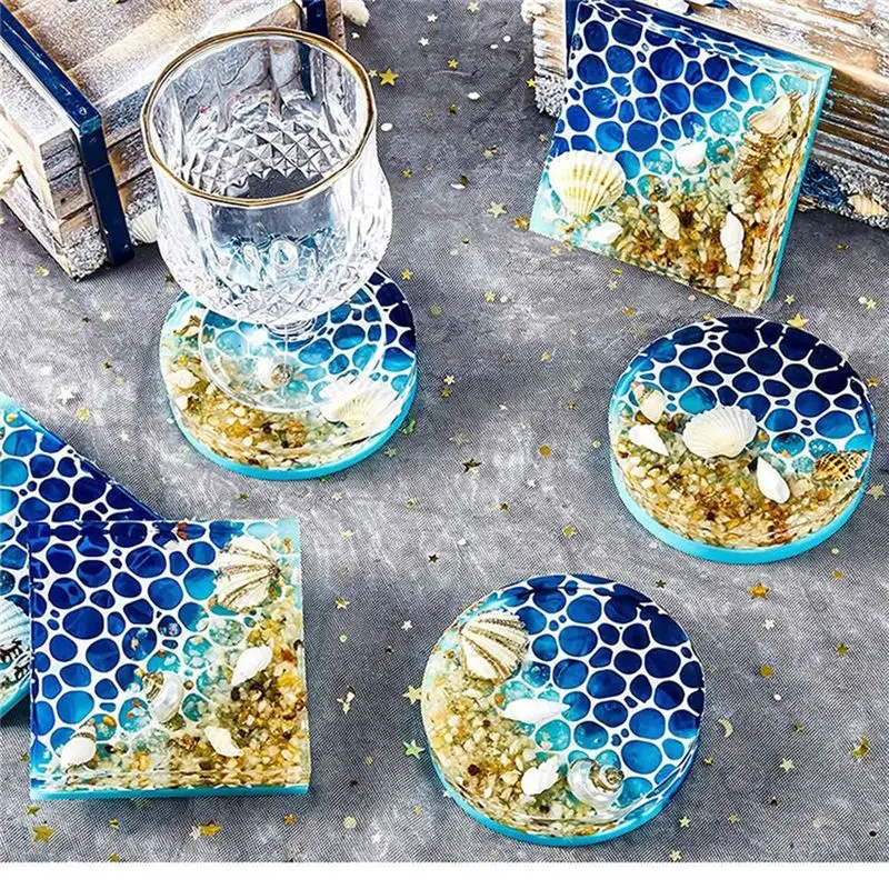 HITL Resin Coaster Molds 6-Cavity Deep Round Coaster Silicone Molds Coaster Mold for Epoxy Resin DIY Coasters Resin Art Gifts