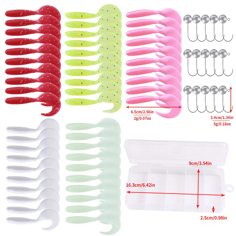 Kit Señuelos Blandos con Jig Head y Anzuelos para Pesca - imagen 3