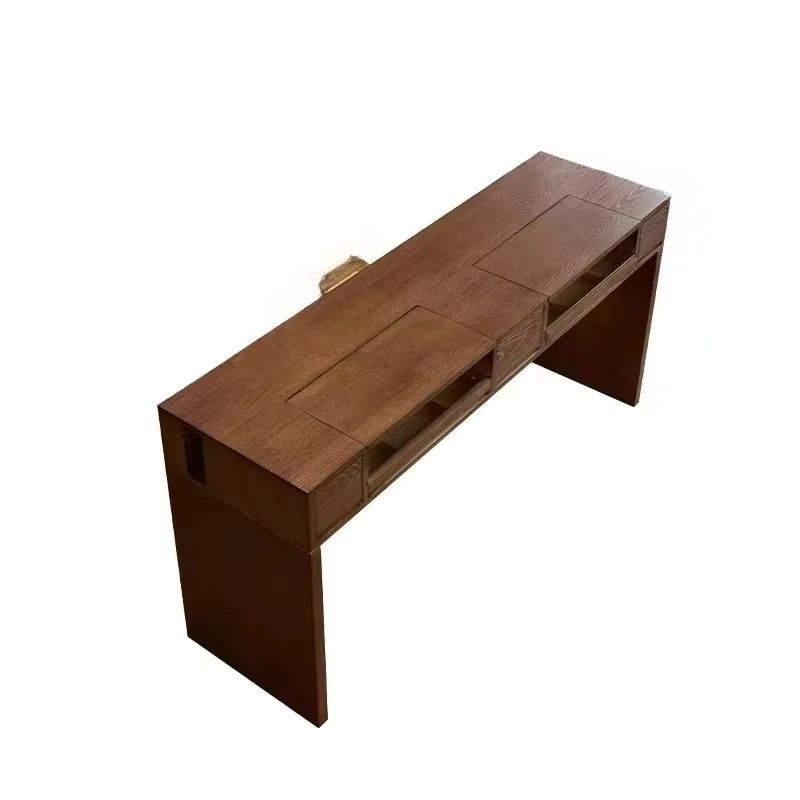 &c Japanese Style Solid Wood Multi-drawer Storage with Vacuum Cleaner Nail Table Single Double Russian Nail Table and Chair Set