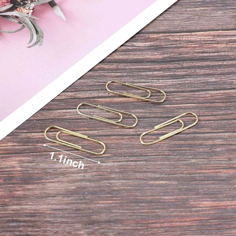 Gold Paper Clips In Elegant Magnetic Marble White Clip Holder, 28Mm, 400 Clips