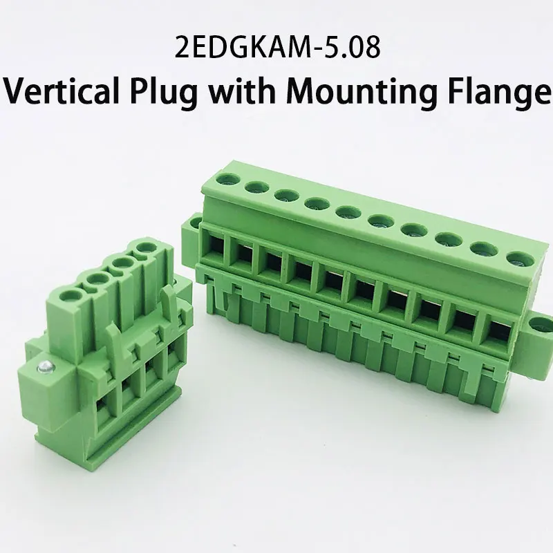 Промышленный клеммный блок 5.08мм Plug-in - Ток 15А, -40℃~+105℃, Лужёная латунь, Винт M2.5 (Доступны полные комплекты 2P-24P)