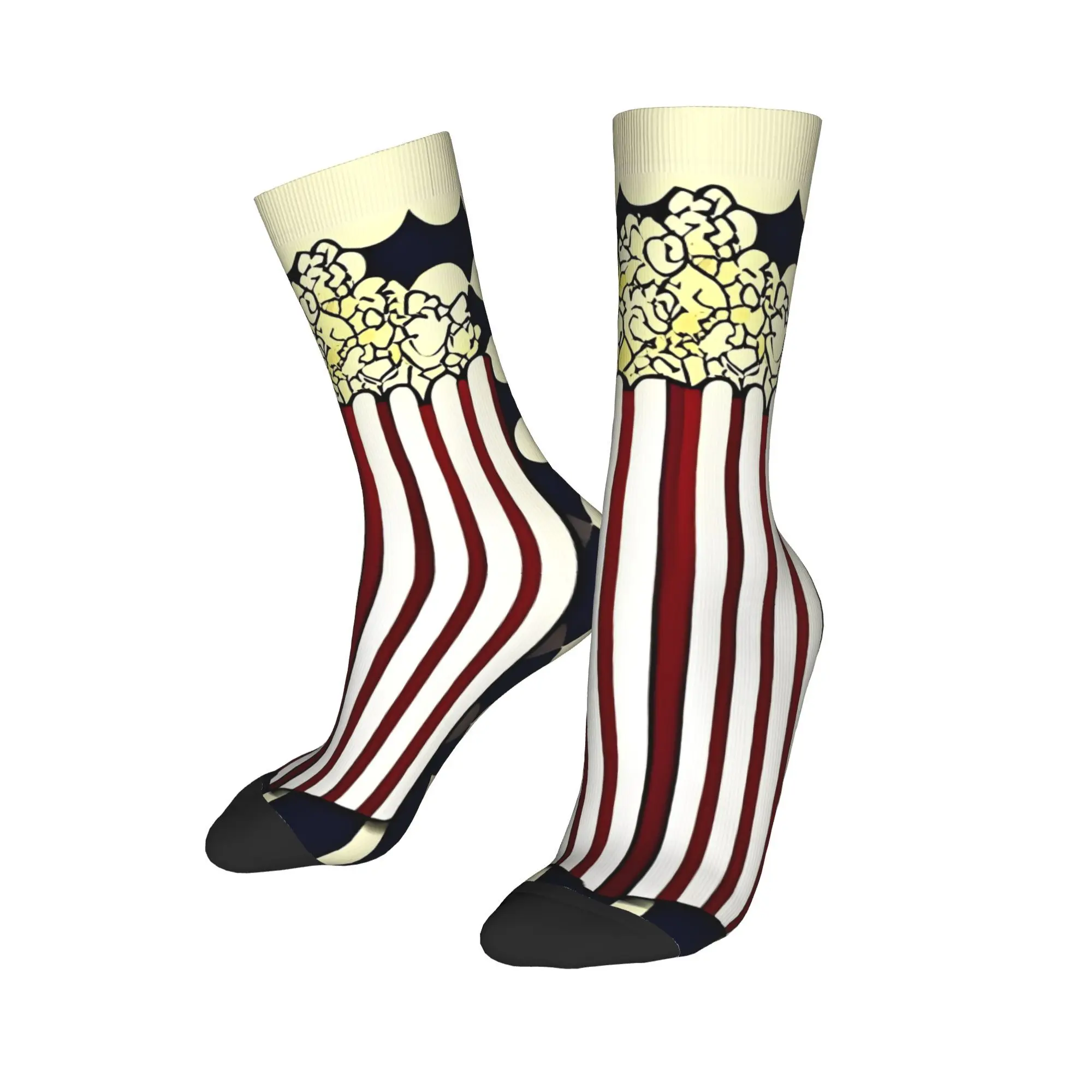 Fashion Men's Socks Novelty Movie Time Popcorn Box Sock Polyester  Skateboard Women's Socks Spring Summer Autumn Winter