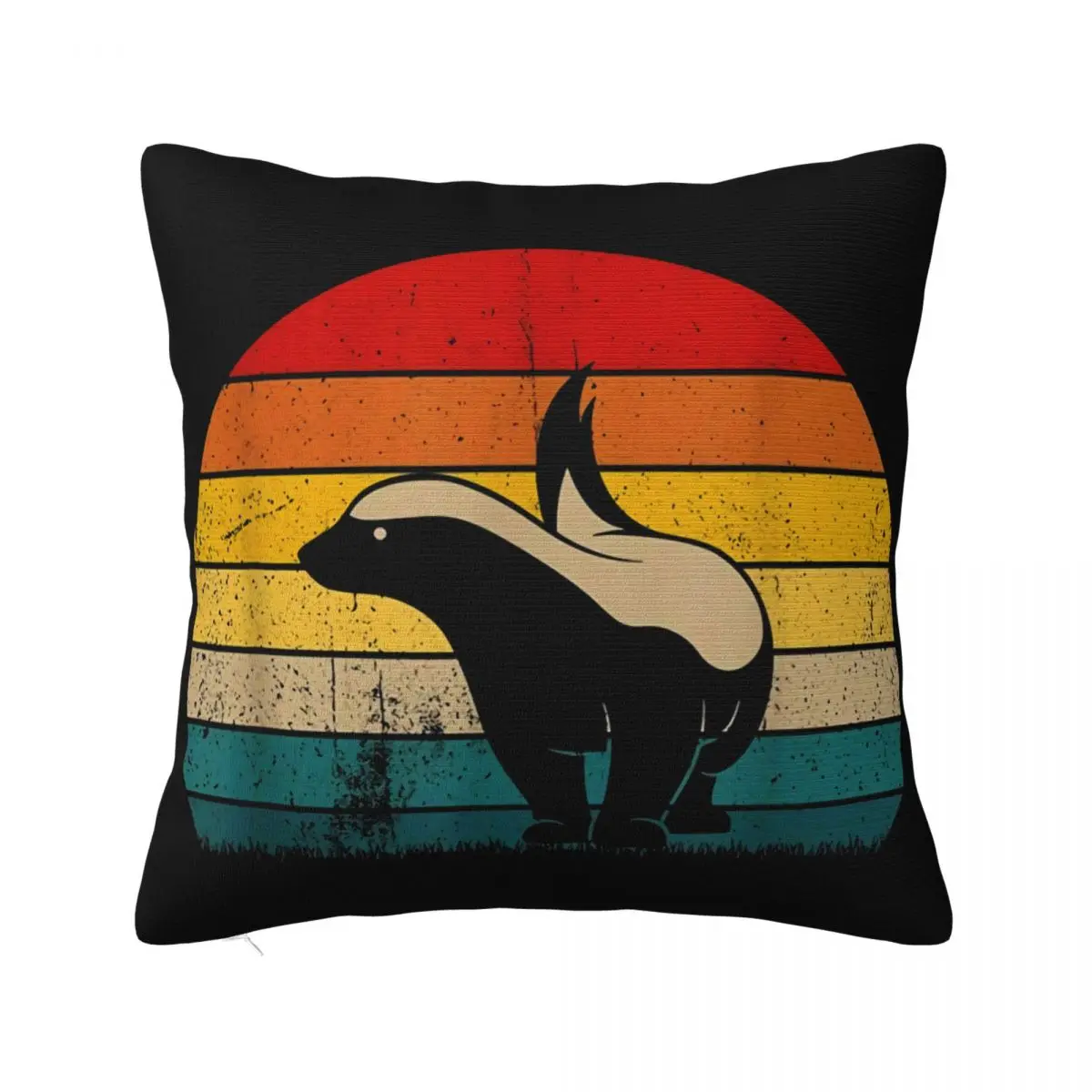 Honey Badger Retro Vintage Honey Badger Animal Black Cotton Tee Brand Style Humor Pillow Case