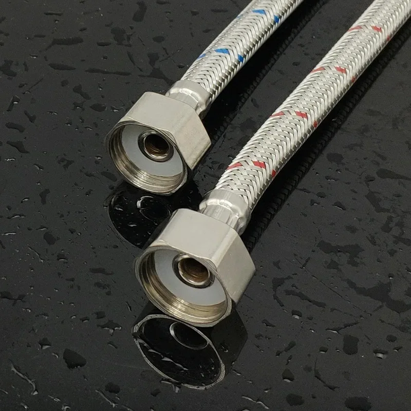 304 Stainless Steel Braided Hose Hot and Cold Faucet Kitchen Wash Basin Faucet Explosion-proof Hose Replacement Parts Bathroom