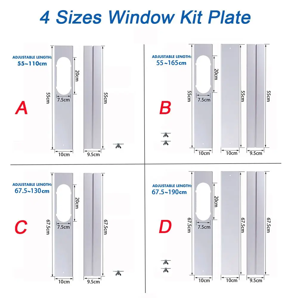 Newest Portable Window Kit Slide Plate Adjustable Adaptor Wind Shield Exhaust Hose Tube Connector Air Conditioner Accessories