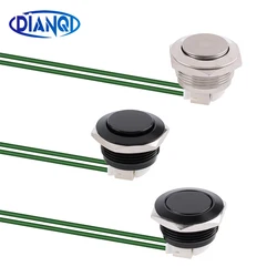 1PC Ultra Short Push Button Switch Waterproof 19mm Momentary High/Flat Round With 2 Wires Buttons 2 pin 1NO  Without LED