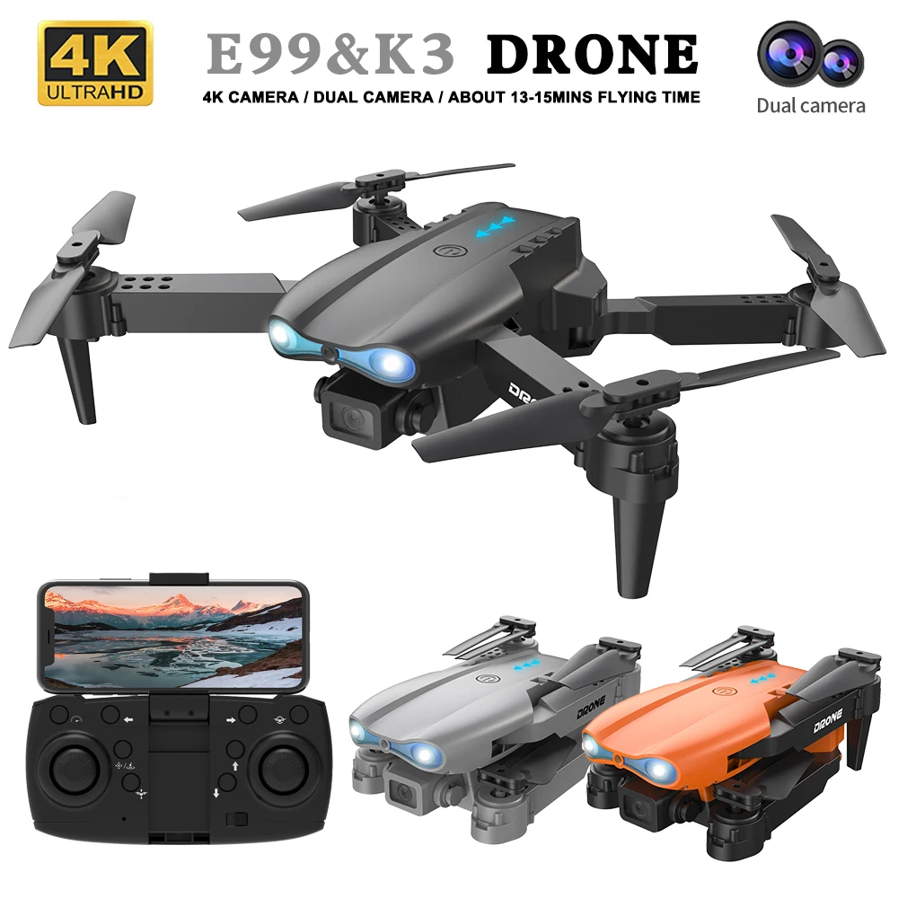 K3&E99 Professional Drone Obstacle Avoidance Aircraft 4K HD Dual Camera WIFI Aerial Photography RC Folding Quadcopter Toy