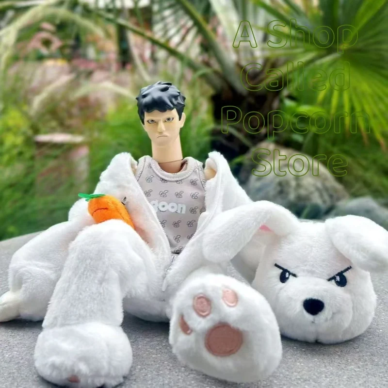 In Stock 1/6 Scale Goon White Rabbit Plush Coat With Headband Full Set Fit 12inch Action Figure Model Toys