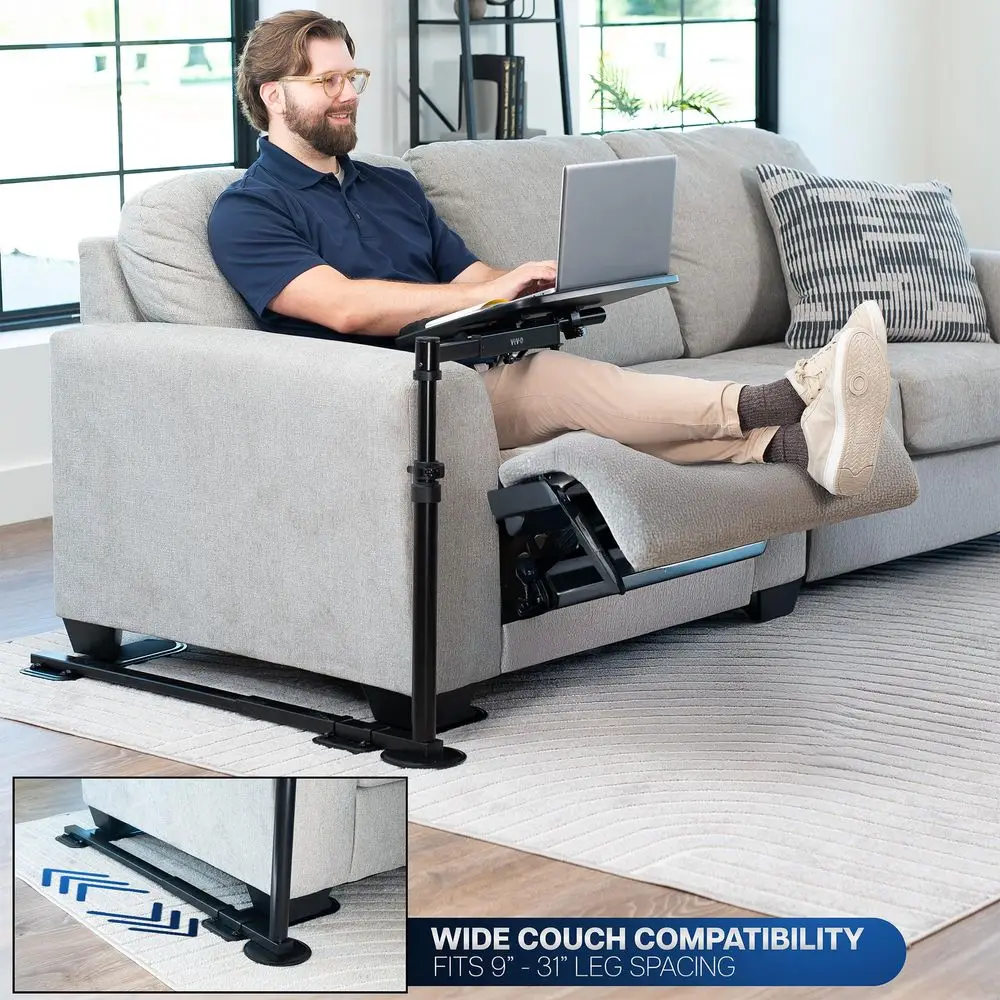 20 inch Over Couch Swivel Table, Laptop Desk for Remote Work, Portable Recliner Workstation with Height Adjustable Swing Arm, B