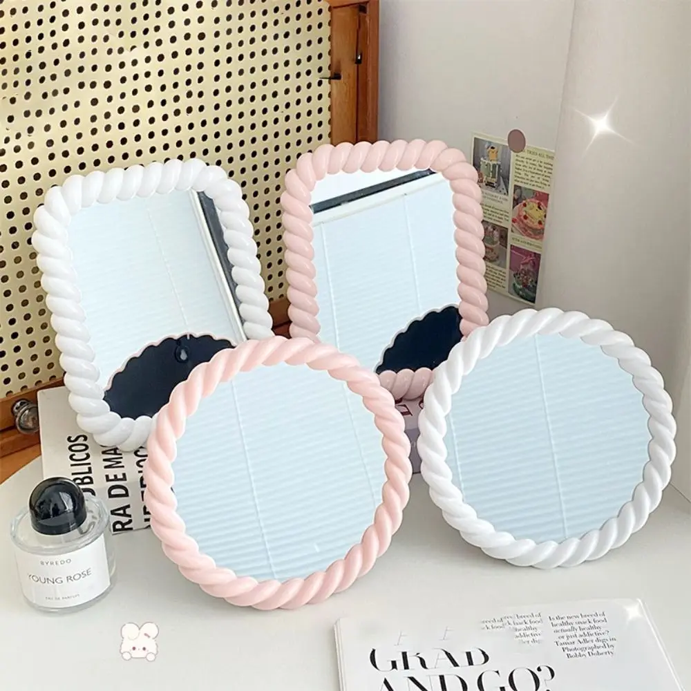 Creative Cartoon Makeup Mirror Round Square Dressing Table Mirror Wall Hanging Cream Style Folding Princess Mirror