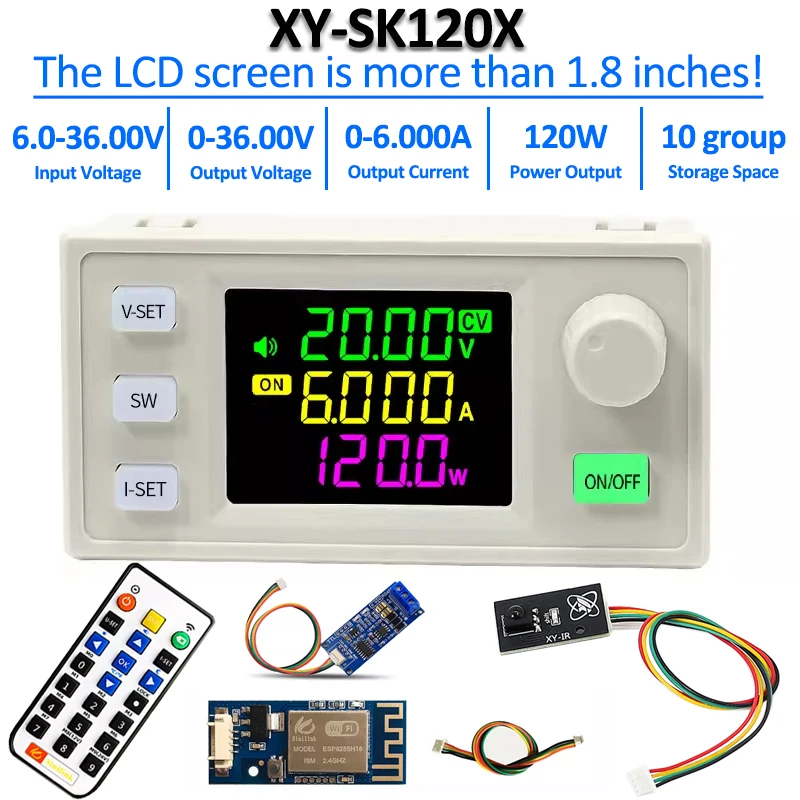 120W DC DC Buck Boost Converter SK120X CC CV 0.6-36V 6A Power Module Adjustable Regulated Laboratory Power Supply Variable