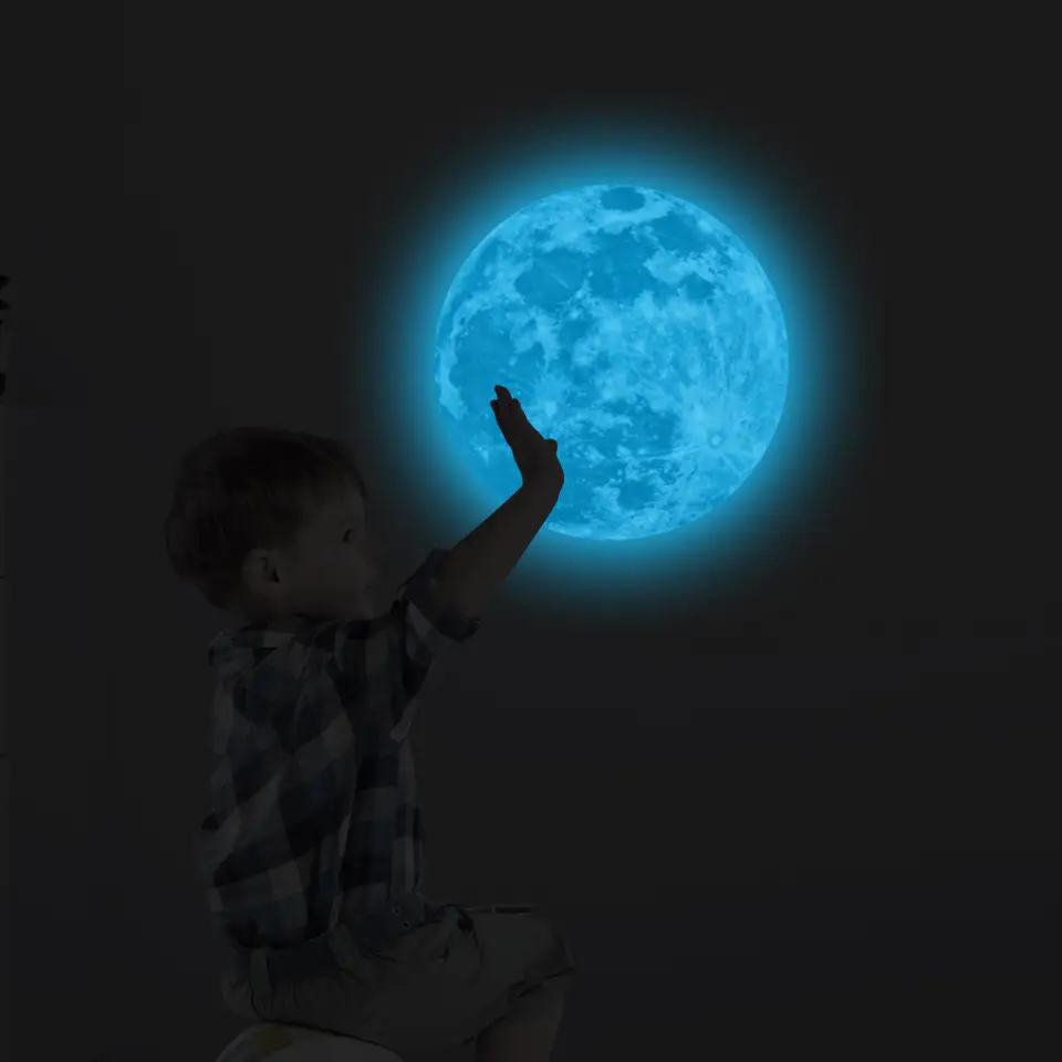 12CM 3D Luminous Moon Wall Sticker Glow in The Dark Fluorescent Sticker Waterproof The Dark Wall Decoration Stickers - 3
