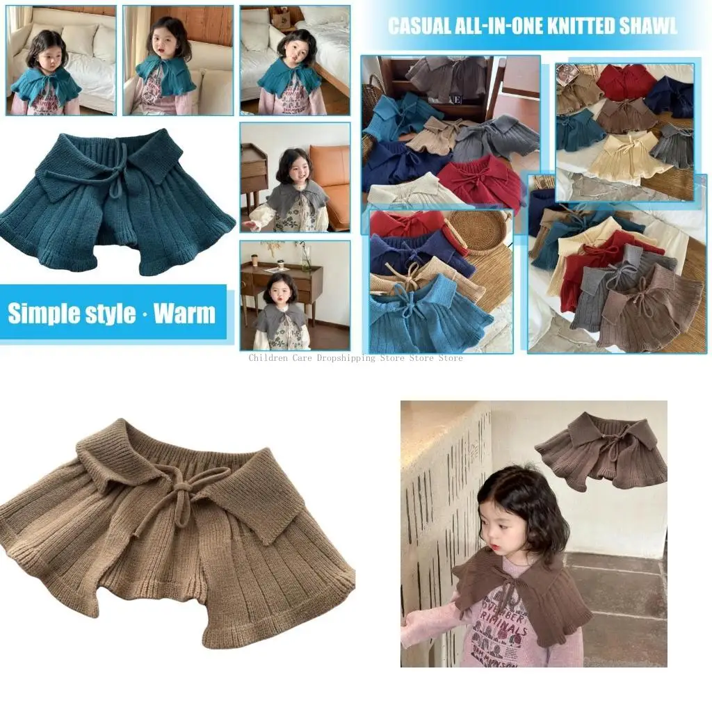 

Вязаная шаль для маленьких девочек, мягкий и дышащий съемный накладной воротник, дети от 3 до 10 лет