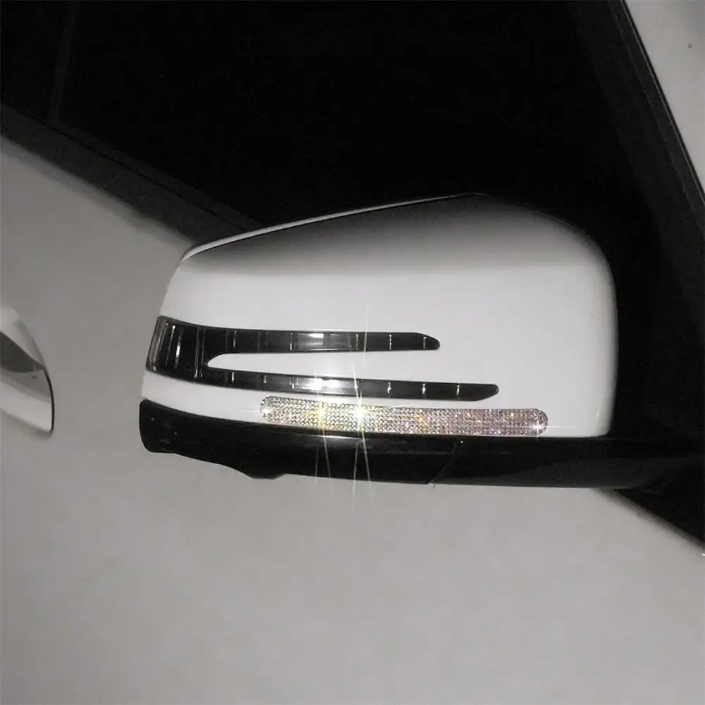 1 Set Car Door Handle Sticker Bling Rhinestone Waterproof Rearview Mirror Sticker Auto Anti-collision Sticker for Auto