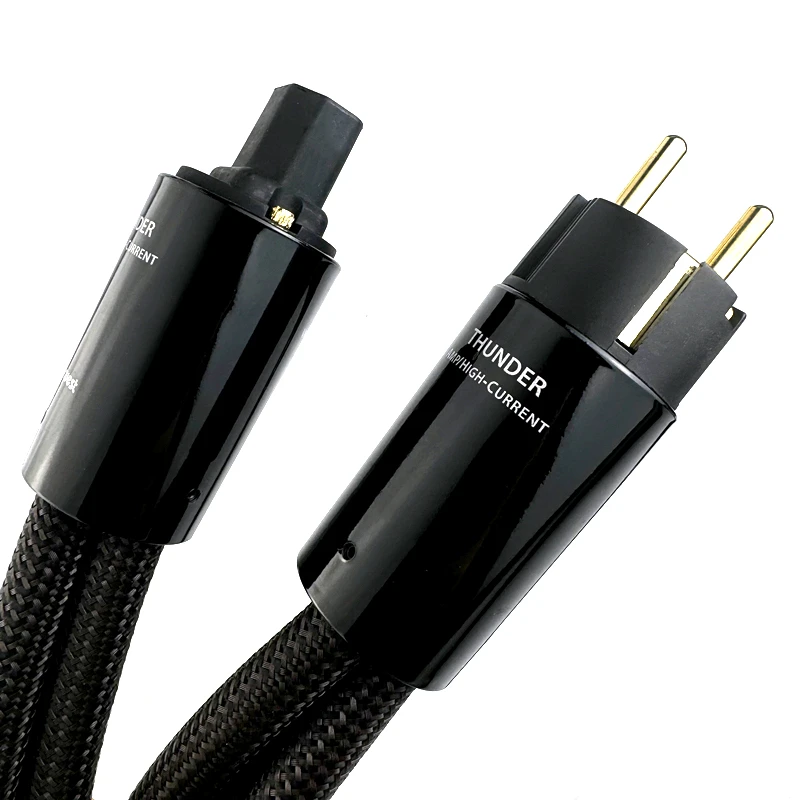 Hi-end Thunder High ( Variable ) Current Power Cord Gold Plated US / EU Plug Low-Z / Noise-Dissipation 3-Pole AC Power Cable