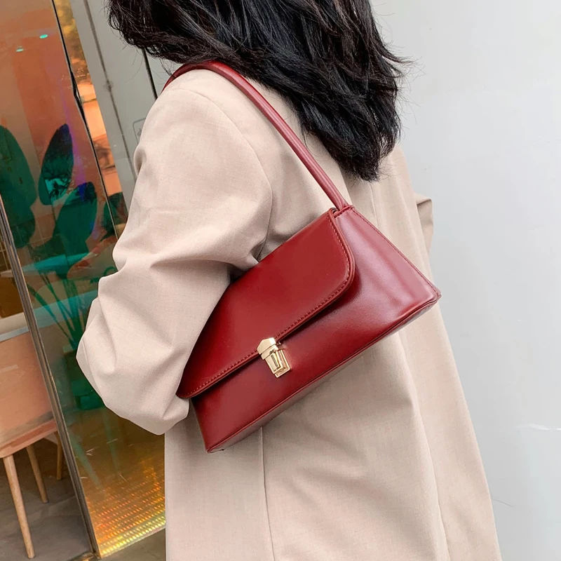 Fashion Small Flap Underarm Bags for Women 2022 Vintage PU Leather Ladies Handbags Classic Elegant Shoulder Bags