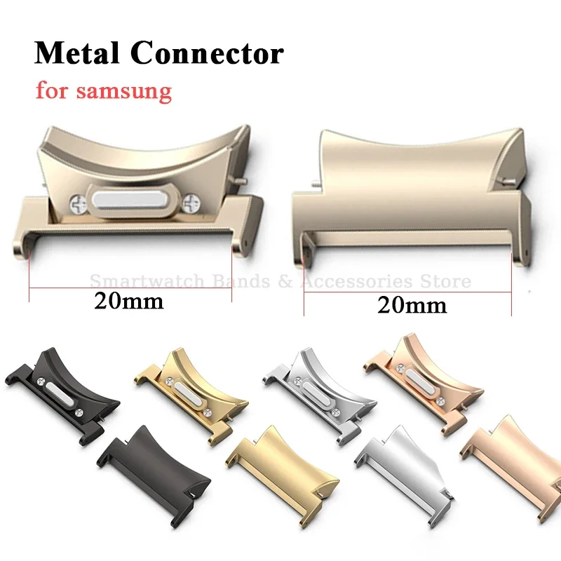 2pcs Stainless Steel Connector for Samsung Galaxy Watch 6 5 4 Pro 40mm 44mm 45mm Metal Adapter Arc for Watch 6 Classic 43mm 47mm