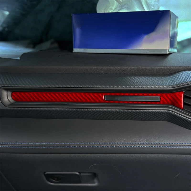 Real Carbon Fiber For Ford Mustang GT 2024-2025 Co-pilot Instrument Trim Dashboard Strip Sticker Car Interior Decor Accessories