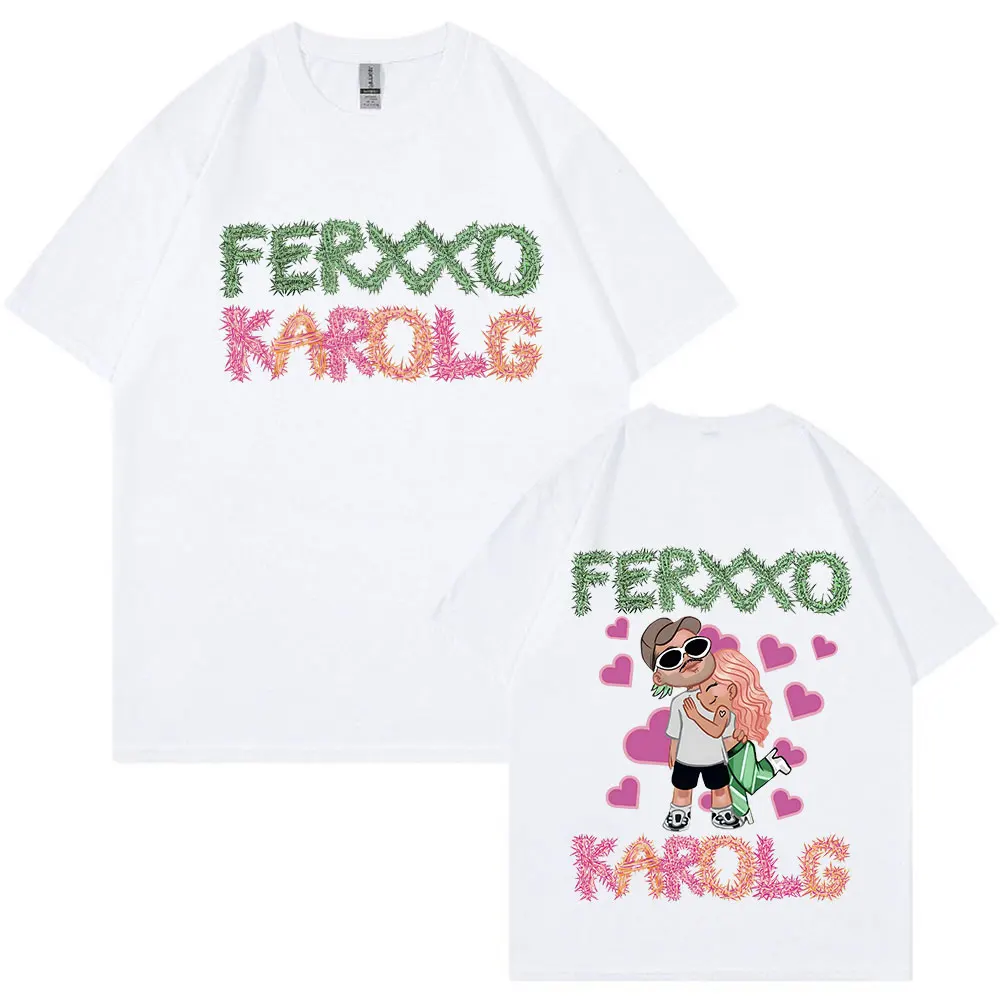 تي شيرت Karol G Feid Ferxxo جرافيك للرجال والنساء ملابس عصرية جمالية عتيقة تي شيرت غير رسمي 100% قطن كبير الحجم تي شيرت