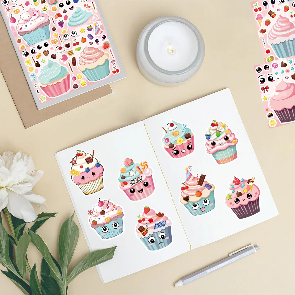 8/16 ورقة جعل وجه الكعك لغز ملصقات لطيف الكرتون الإبداعية تجميع بانوراما DIY الشارات مضحك الطرف الديكور لعبة هدية