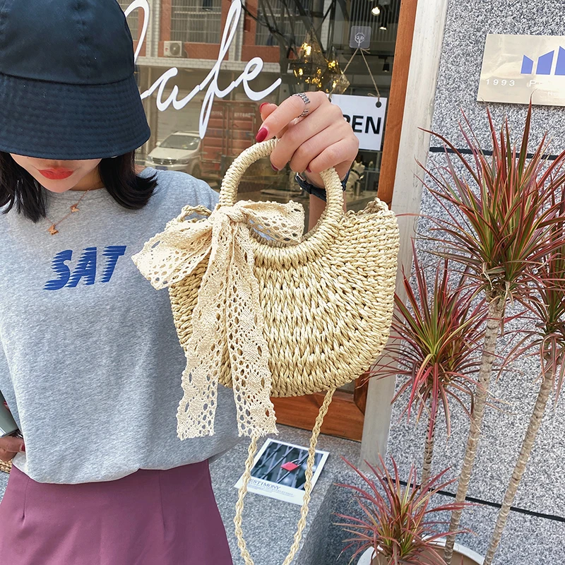 

Лето 2026: Новая коллекция! Пляжная сумка-тоут из соломки для женщин, модная повседневная сумка через плечо в богемном стиле.