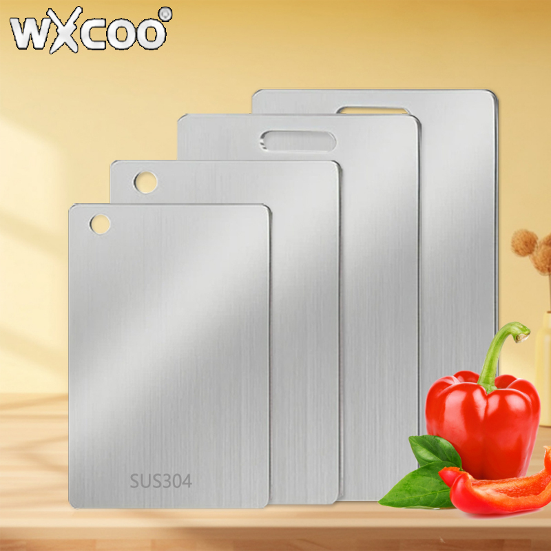  WXCOO Kitchen Cutting Board Thickened Stainless Steel Boards for Cut Vegetables Fruit Meat Food Grade Chopping Cutting Boards 
