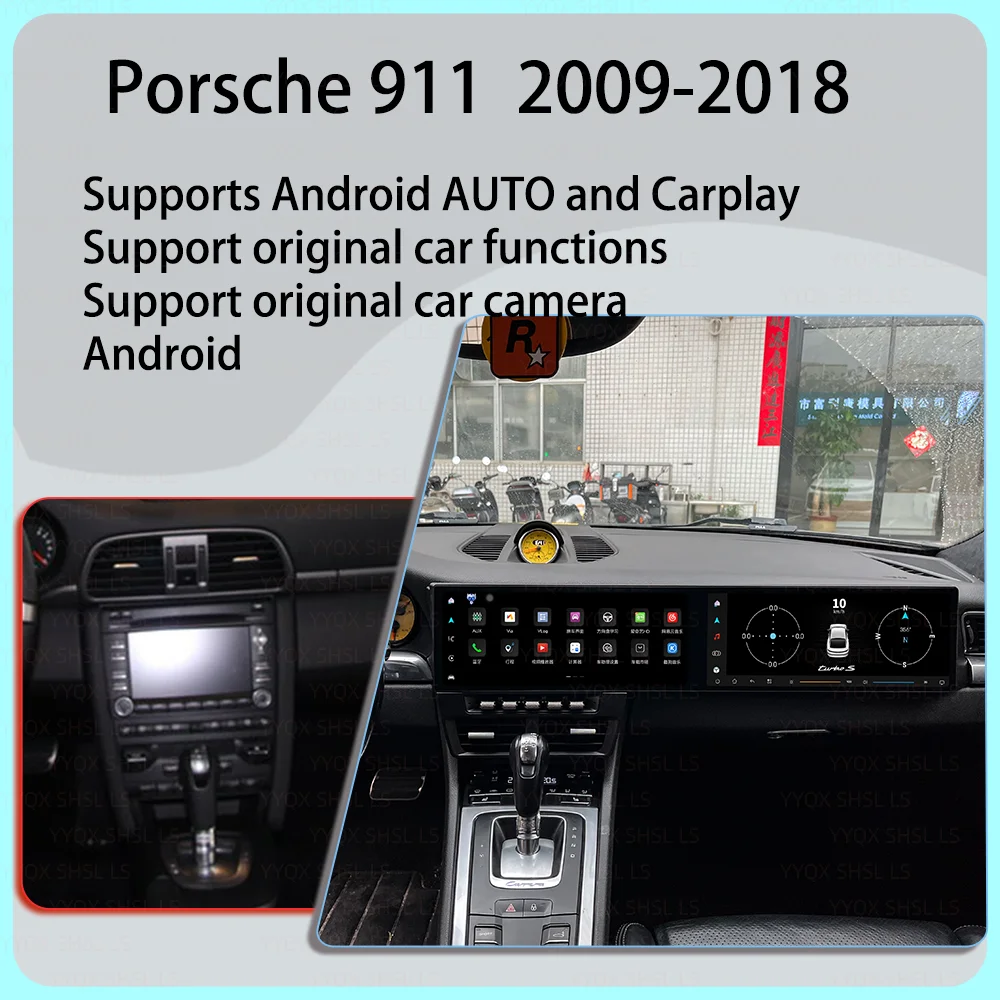 RHD 12.3 Inch Dual Screen For Porsche 911 2010-2020 Upgraded 2025 Car Radio Interactive Media Video Player Android Carplay
