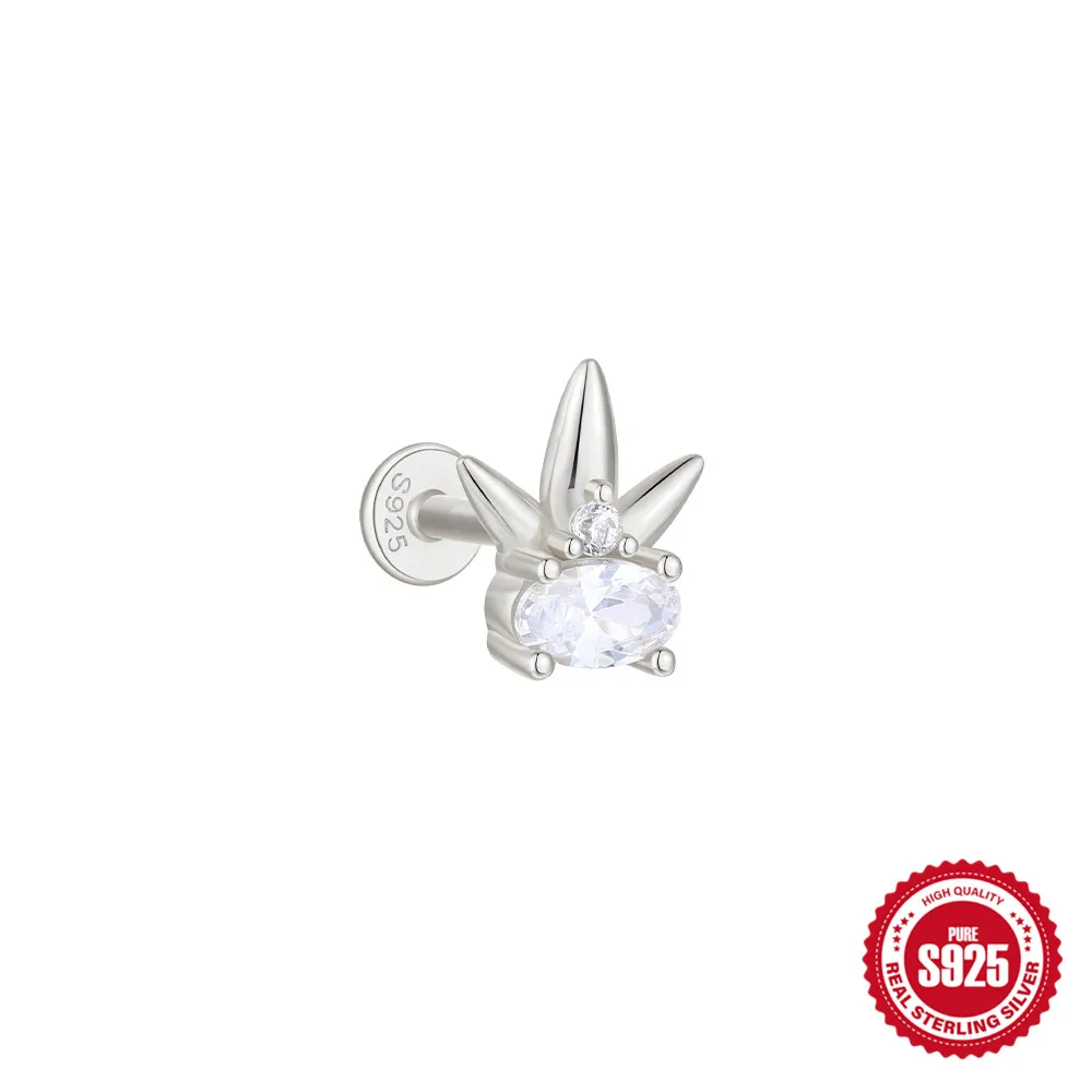 CANNER Silber 925 Sterling Piercing für Frauen, Herz-Ohrstecker, Schmuck, flache Rückseite, Ohrstecker für Helix, Tragus, Daith