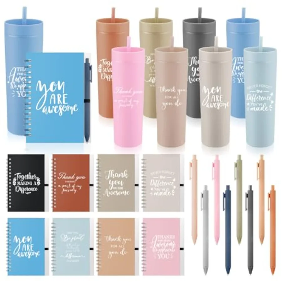 

Набор из 8 подарочных кружек для сотрудников: термокружки с крышками и трубочками, 16 унций, для коллег, волонтеров, административного персонала