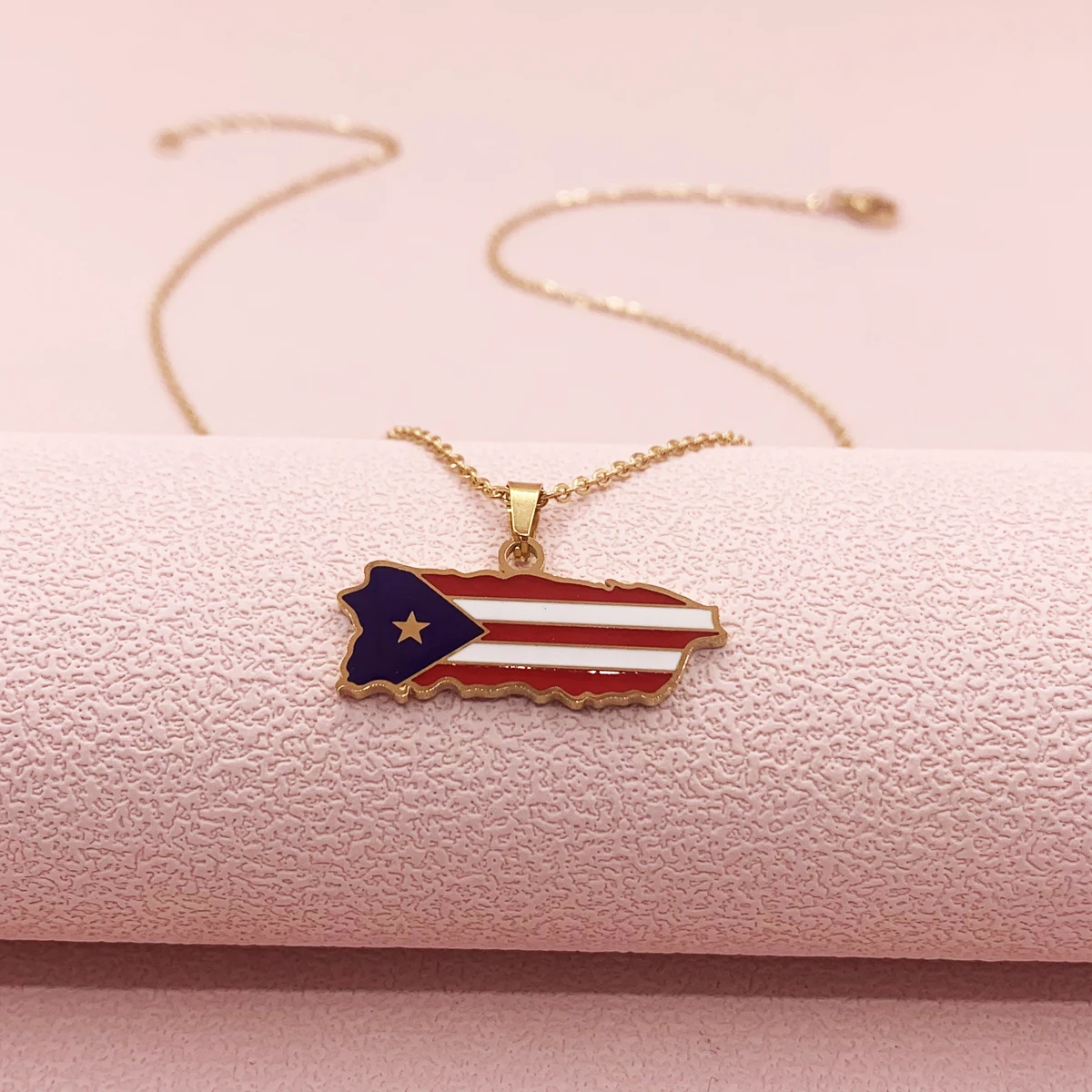 1 hot fashion girls stainless steel flag style pendant tag necklace Independence Day souvenir gift holiday style Hip hop style