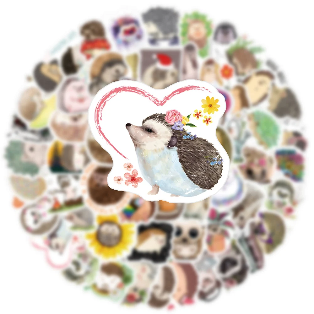 10/30/50pcs Cute Animal Hedgehog Stickers Decals Laptop Suitcase Notebook Guitar Skateboard Phone Decoration Sticker Kids Toys