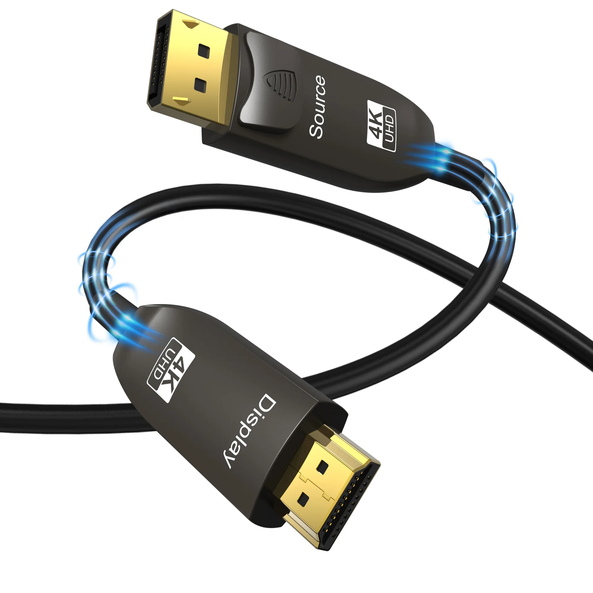 DP do HDMI kompatybilny kabel światłowodowy 4K @ 60Hz DisplayPort do HDMI kabel światłowodowy 15m 20m 30m HDR 3D HDCP do ultraszybkiego komputera