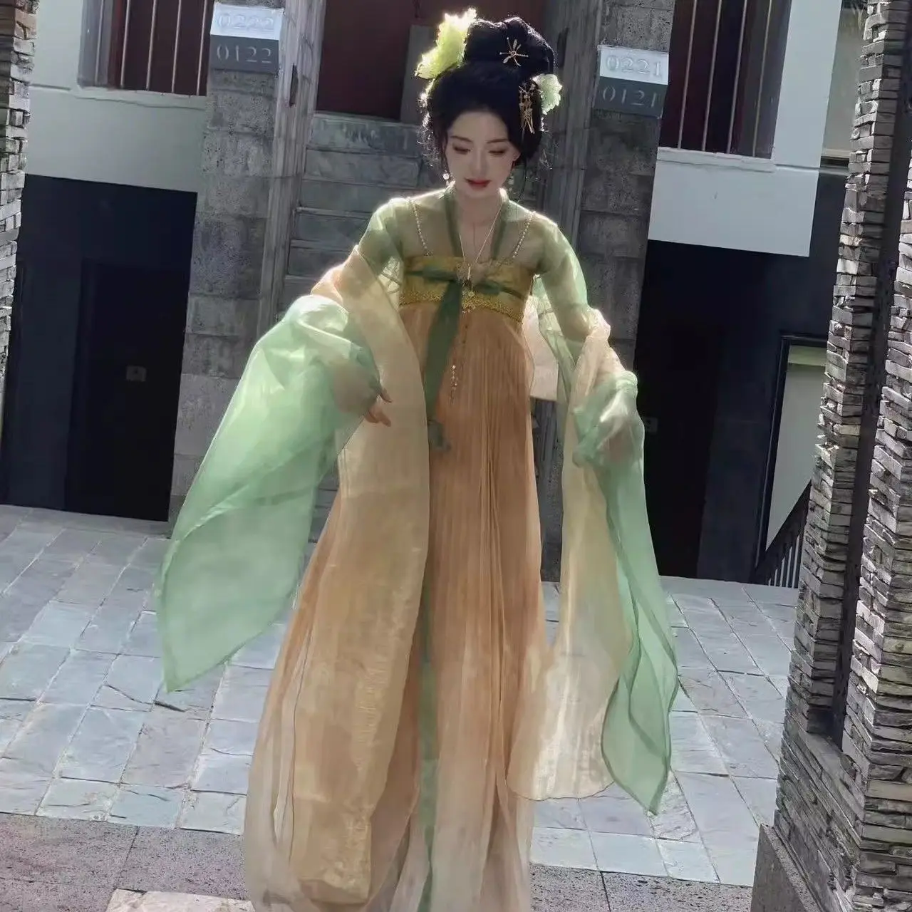 Vestido de fada vintage chinês, Hanfu melhorado, Bordado nacional da flor, Vestido folclórico retrô, Vestido de princesa oriental