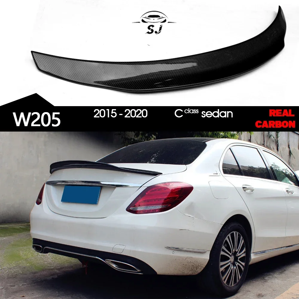 

3*3 Carbon Fiber Rear Trunk Spoiler for Mercedes 2015 - 2020 C Class W205 4-Door Sedan C180 C200 C220 C300 C250 C43 C450 C63 AMG