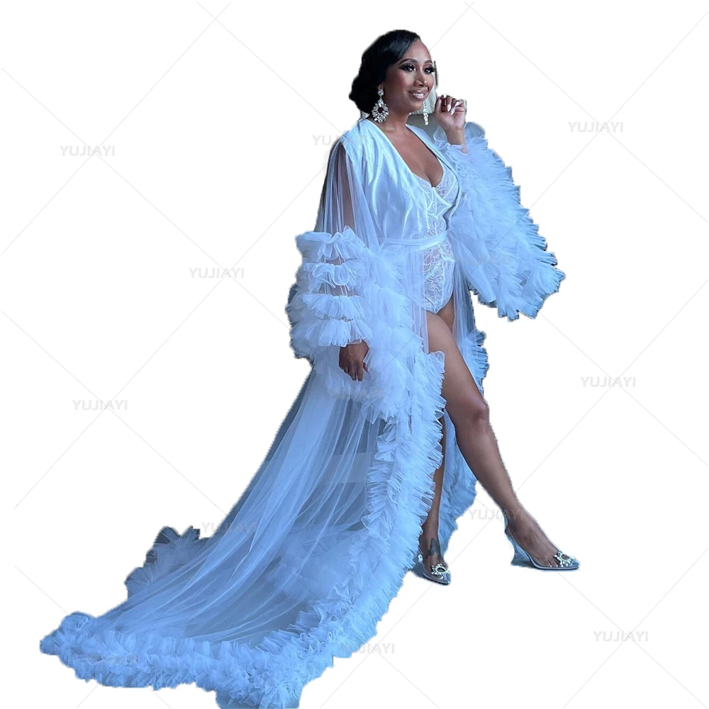 Robe Longue Bouffante en Tulle pour Femme, Vêtements de Nuit, Pyjama