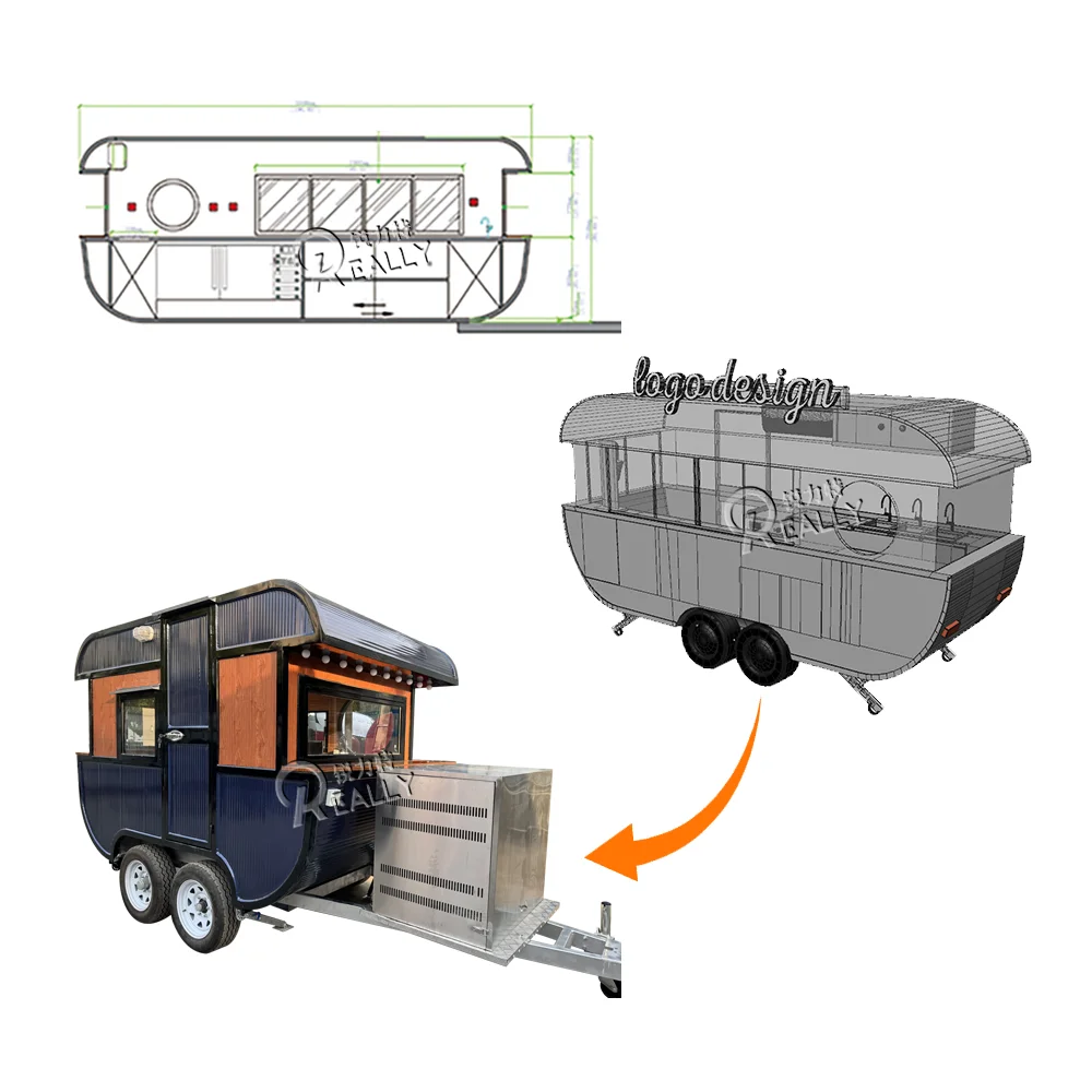 Mobile Food Trailers Coffee Food Truck With Baking Equipment Pizza Hamburger Cart Van Concession Food Truck